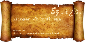 Szinger Üdvöske névjegykártya